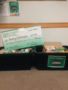 Our 2022 food drive & cash donation to benefit Feeding Chittenden